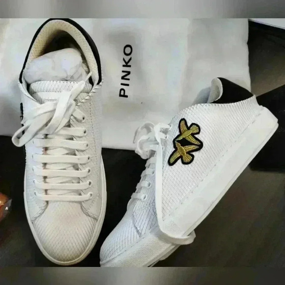 Pinko Shoes - SALE Pinko Bird monogram white sneakers sz 41 New
